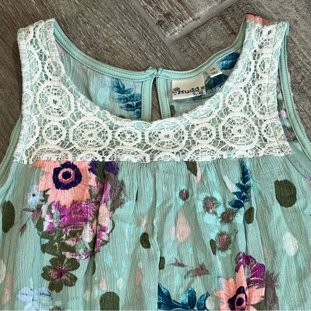 Mudd Floral Dress Lace Trim Sleeveless Casual Summer Dress Girls Size 7/8‎